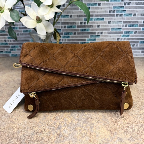 NWT Hammitt Dillon Small Chocolate Diamond Suede purse - Picture 2 of 9